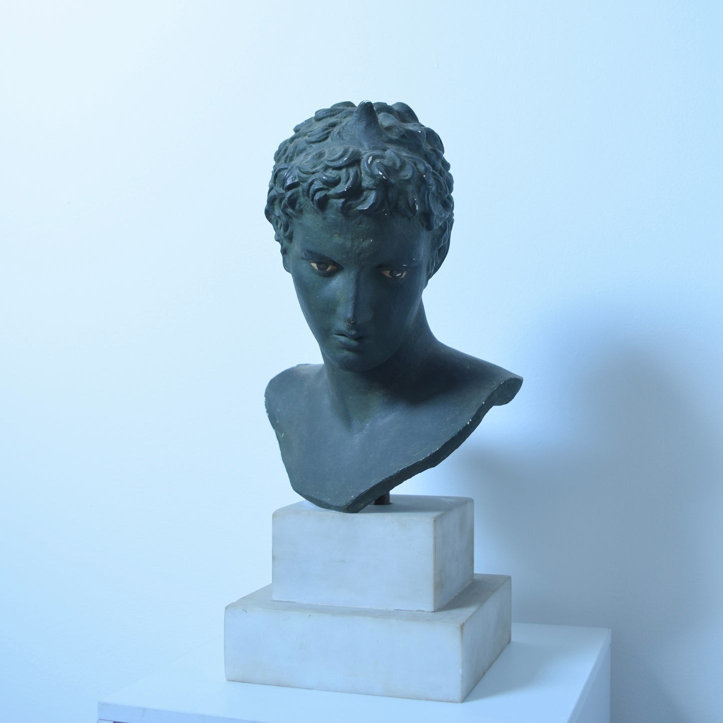 Hermes plaster bust on marble base