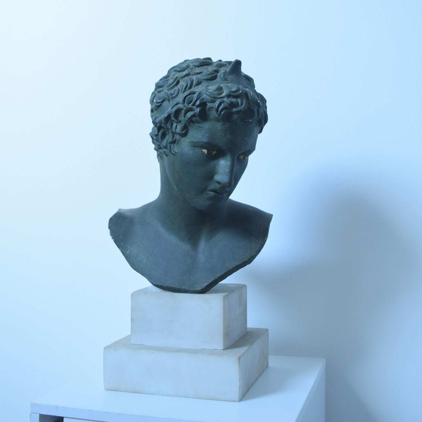Hermes plaster bust on marble base